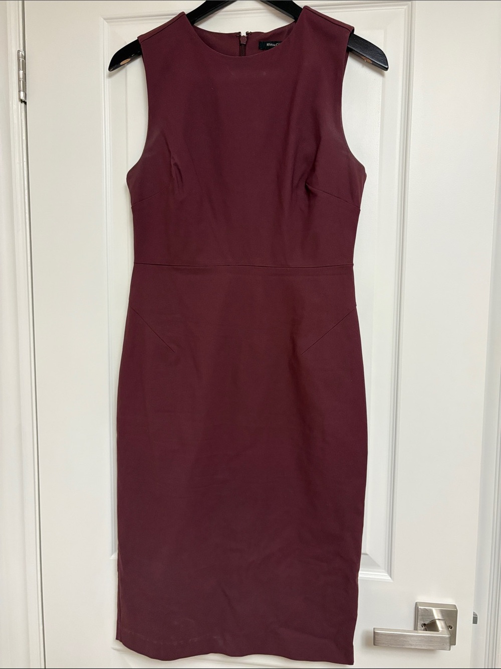 RW&CO. Sleeveless Burgundy Midi Sheath Dress